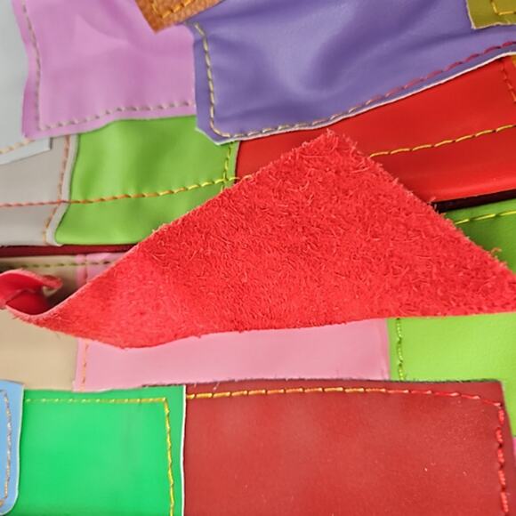 Leather Patchwork Backpack Multi Color - Picture 8 of 11